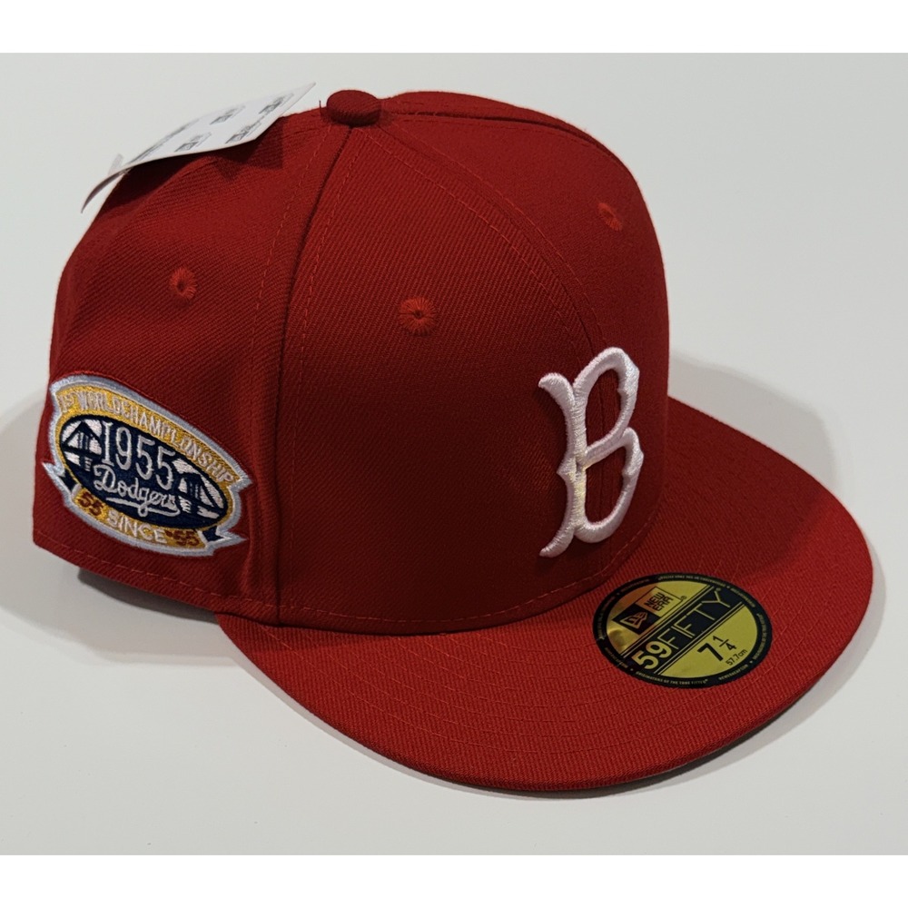 NEW ERA 59FIFTY - Fitted Red Brooklyn Dodgers 1955 World Series -Size 7 1/4 -NEW